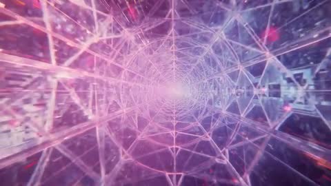 Futuristic Wireframe Tunnel with Glowing Grid Lines