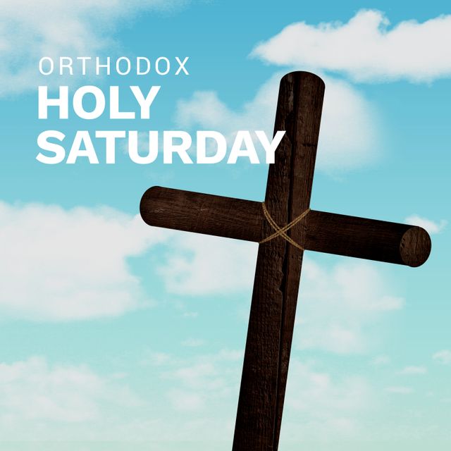 Orthodox Holy Saturday Cross Against Blue Sky with Clouds - Download Free Stock Templates Pikwizard.com