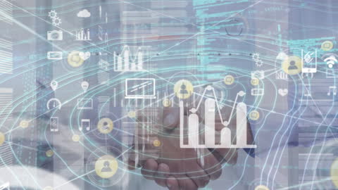 Business Partnership with Digital Data Overlay