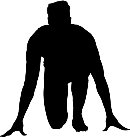 Silhouette of running man on transparent background