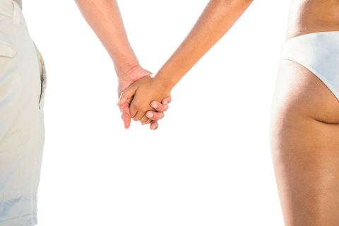Biracial Couple Holding Hands, Transparent Background Romantic Concept