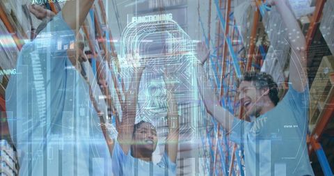 celebrating successful cybersecurity implementation in warehouse - Download Free Stock Images Pikwizard.com