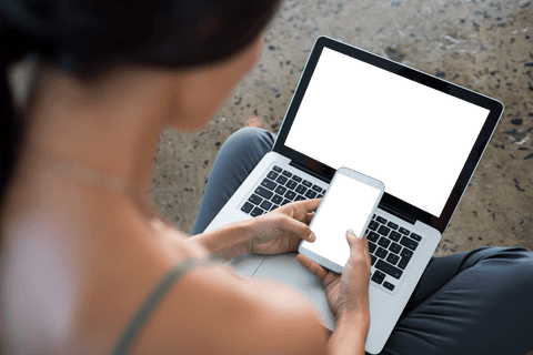 Transparent Display Mobile Phone and Laptop Use Overhead View