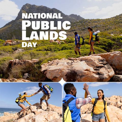 Diverse Couple Celebrating National Public Lands Day Trekking