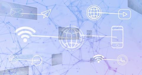 Wireless connectivity network and digital communication icons