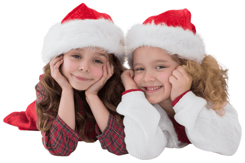 cute siblings in santa hats having festive fun on transparent background - Download Free Stock Videos Pikwizard.com