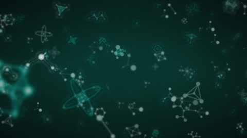 Abstract Molecule Animation on Dark Green Background