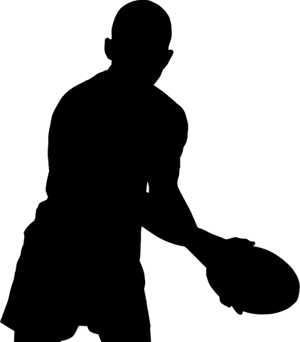 Man in sportswear holding rugby ball transparent background