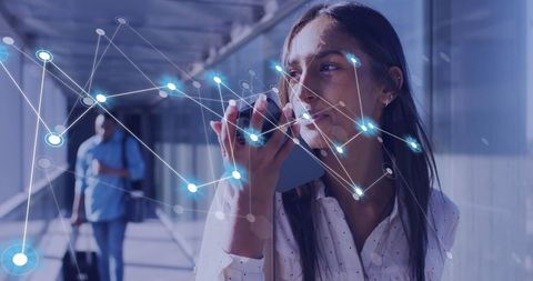 Businesswoman Utilizing Smartphone Technology with Digital Connections - Download Free Stock Images Pikwizard.com