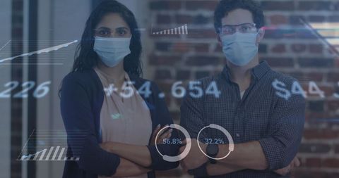 Business professionals analyzing data during pandemic insights