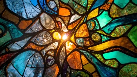Sunbeams Illuminating Colorful Stained Glass Patterns