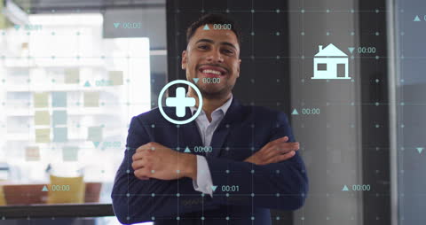 Ecology Data Overlay on Confident Businessman