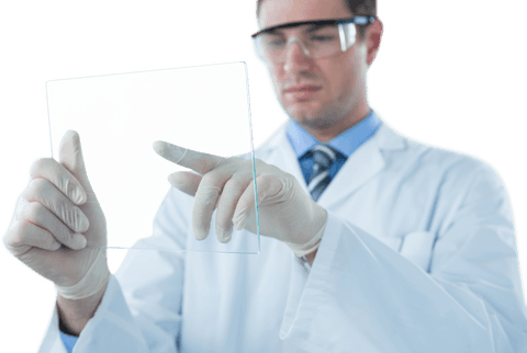 male doctor analyzing transparent glass panel in laboratory - Download Free Stock Videos Pikwizard.com