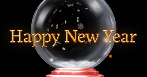 Festive happy new year snow globe with snowflakes celebration