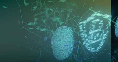 Cyber Security Animation with Biometric Fingerprint