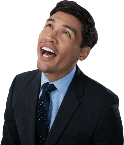 excited businessman gazing upwards on transparent background - Download Free Stock Videos Pikwizard.com