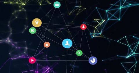 Digital network connections with dynamic social media icons