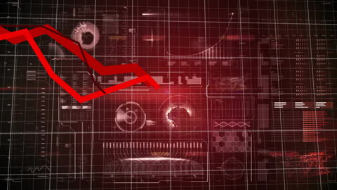 Digital Financial Data Display with Decline Chart Overlay