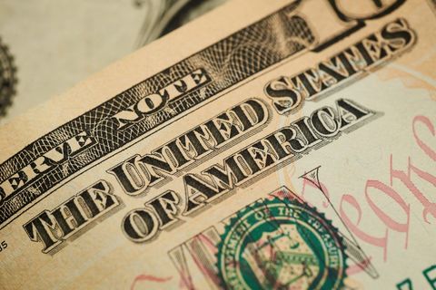 Close-up of printed text on usa currency