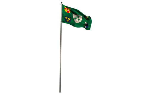 waving irfu flag features iconic design on pole, symbolizing irish rugby heritage. perfect for sporting promotions, team events, and irish sports cultural pieces. clean transparent background allows versatile use in different projects.