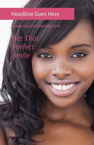 Woman showcasing beautiful smile for dentistry advertisement