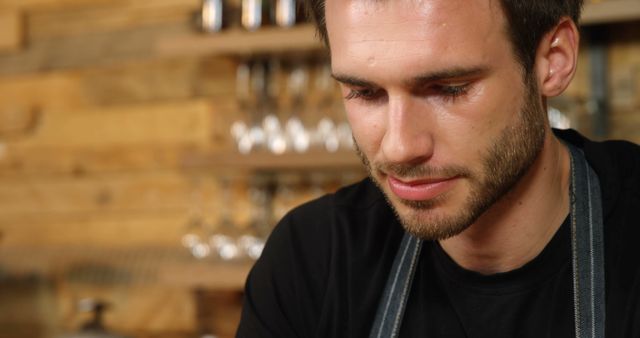 Focused Male Barista Working in a Coffee Shop - Download Free Stock Images Pikwizard.com