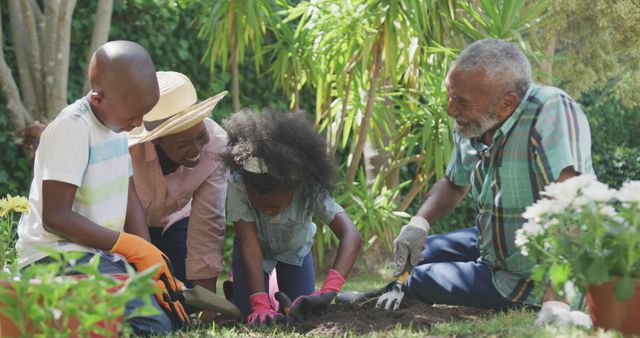 Multi-generational Family Bonding While Gardening - Download Free Stock Images Pikwizard.com