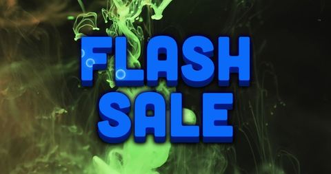 Flash Sale Blue Text on Green Smoke Background