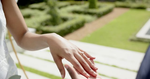 Woman Getting Engagement Ring Ceremony Close-Up Green Park - Download Free Stock Images Pikwizard.com