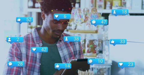 Young Man Enhancing Social Media Presence with Digital Engagement