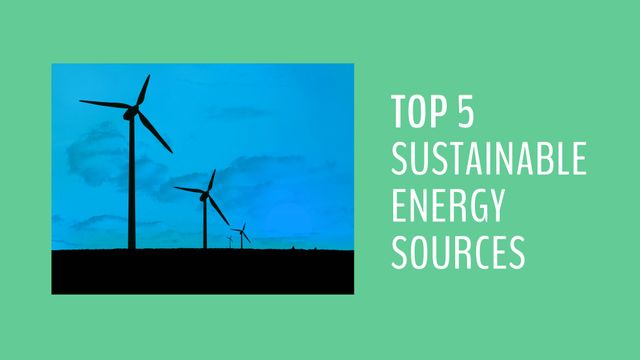 Top Sustainable Energy Sources with Wind Turbines on Blue Sky - Download Free Stock Templates Pikwizard.com