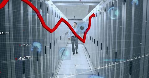 Businessman Analyzing Data Trends in Modern Server Room - Download Free Stock Images Pikwizard.com