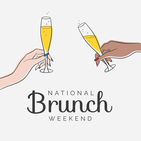 Celebrating national brunch weekend with champagne toast