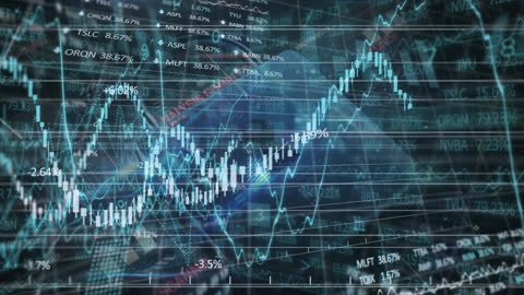 Futuristic Stock Market Data Display with Holographic Graphs