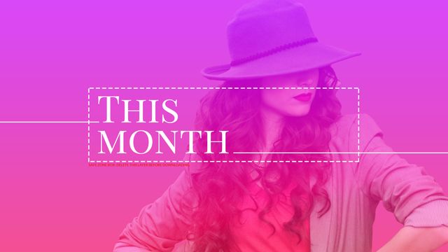 Stylish Woman in Hat Promoting Monthly Highlights with Confidence - Download Free Stock Templates Pikwizard.com