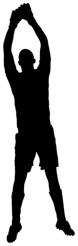 Silhouette of jumping male footballer on transparent background