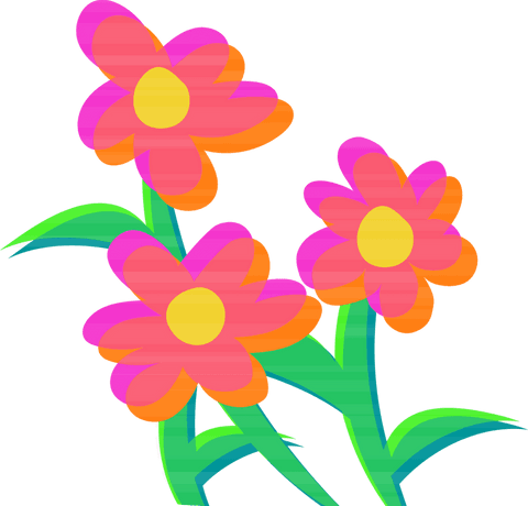 Vibrant Transparent Three Daisies Illustration