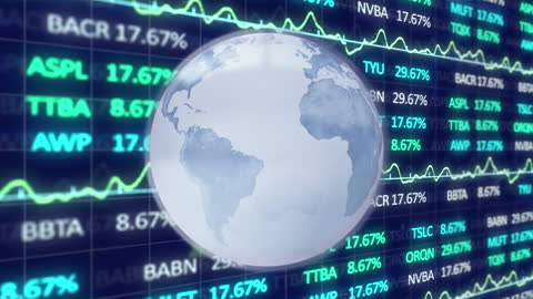 Digital Globe Overlapping Financial Data Display