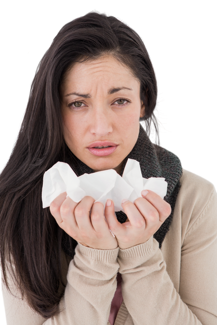 Transparent Woman Having Cold Holding Tissues Feeling Unwell - Download Free Stock Videos Pikwizard.com