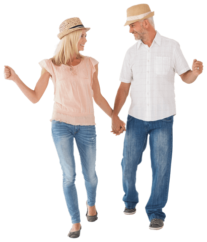 Transparent Cheerful Couple Holding Hands and Having Fun