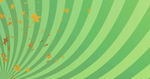 Green sunburst background featuring gold glitter stars clustering left for festive banner