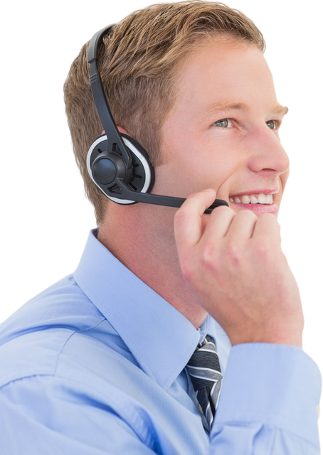 Handsome Smiling Agent with Headset Providing Transparent Customer Service - Download Free Stock Videos Pikwizard.com