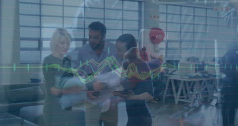 Diverse Team Analyzing Financial Data with Transparent Charts