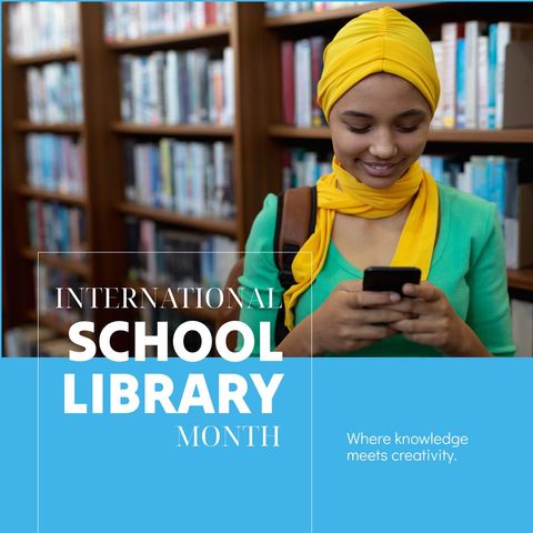 International school library month celebration with young woman