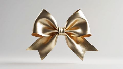 Elegant metallic gold bow on soft gradient background