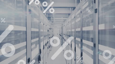 Digital Percentile Graphics Overlaid in Modern Server Facility