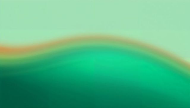Flowing teal-green gradient wave with mint horizon and thin rust accent soft subtle tones