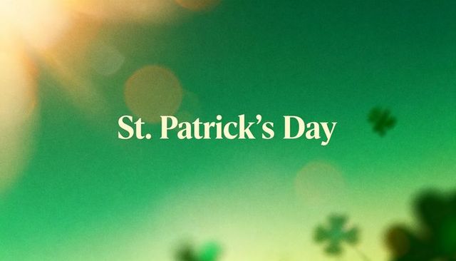 St. Patrick's day celebrating green gradient poster featuring shamrock bokeh, lens flare