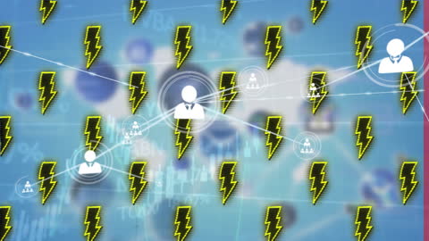 Animated Global Digital Network With Energy Symbols