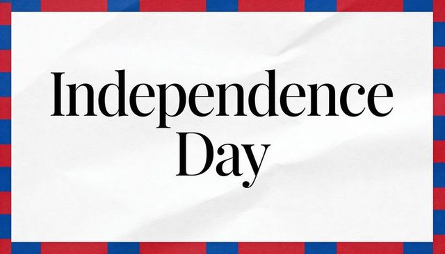 Celebrating independence day with bold serif typography on crumpled white paper